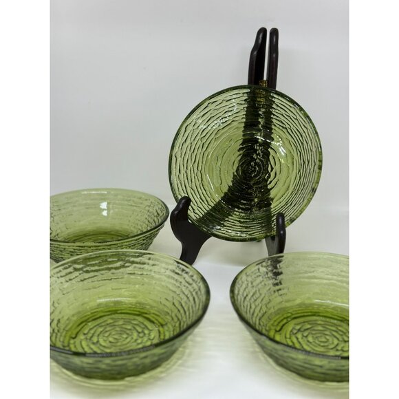 VTGG Anchor Hocking Soreno 6"x1.75" Set-of-4 Swirl Glass Serving Bowl Avocado - Picture 7 of 7